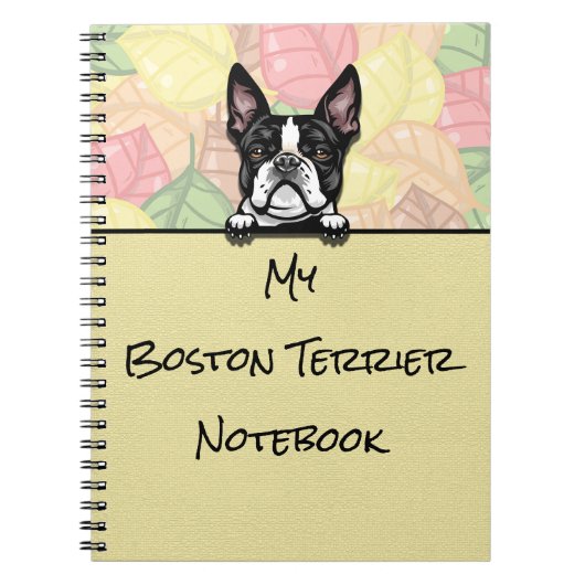 Peek Cute Boston Terrierノートブック ノートブック (正面)