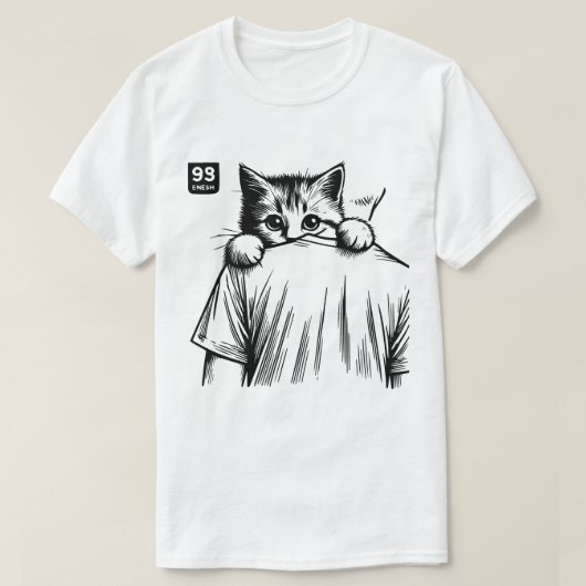 Peek Pawfect: Sneaky Cat Sketch Tee Tシャツ (デザイン正面)