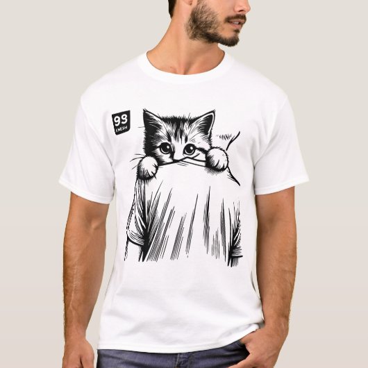 Peek Pawfect: Sneaky Cat Sketch Tee Tシャツ (正面)