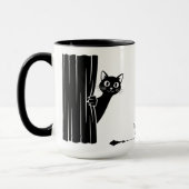 Peekaboo Black Cat Funny Mug マグカップ (左)