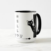 Peekaboo Black Cat Funny Mug マグカップ (正面右)