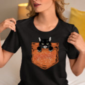 Peekaboo Black Cat Pocket Tシャツ