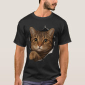 Peekaboo Catデザイン – かわいい3Dイリュージョン子猫アート Tシャツ (正面)