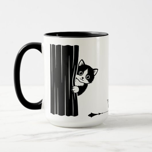 Peekaboo Cat Funny Mug マグカップ (左)
