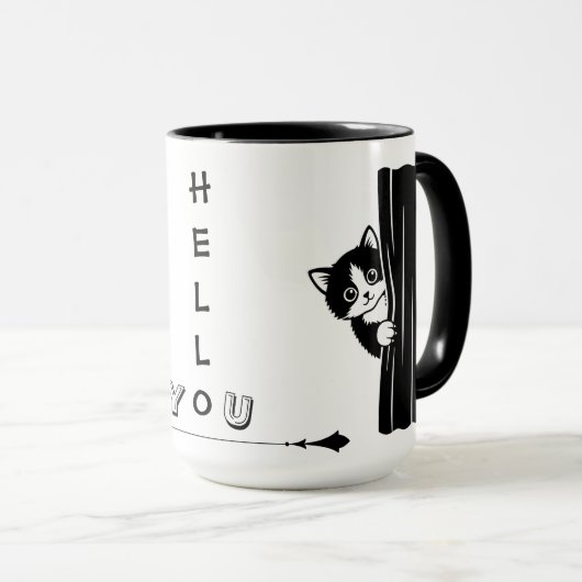 Peekaboo Cat Funny Mug マグカップ (正面右)