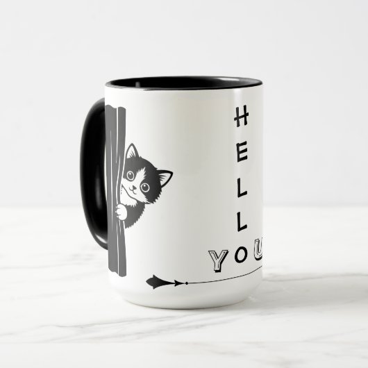 Peekaboo Cat Funny Mug マグカップ (正面左)
