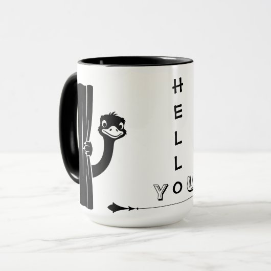 Peekaboo Ostrich Funny Mug マグカップ (正面左)