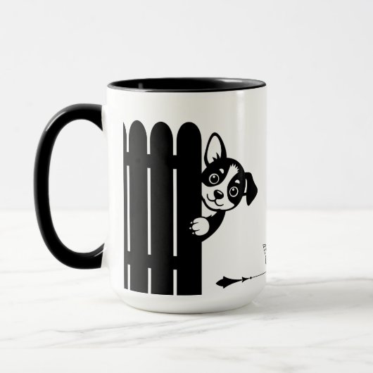 Peekaboo Puppy Funny Mug マグカップ (左)