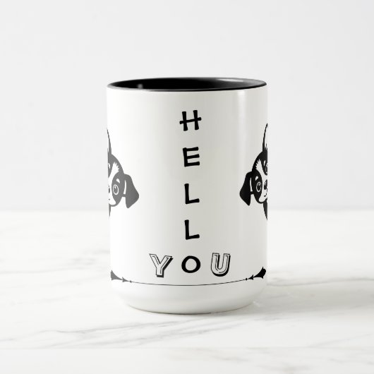 Peekaboo Puppy Funny Mug マグカップ (中央)