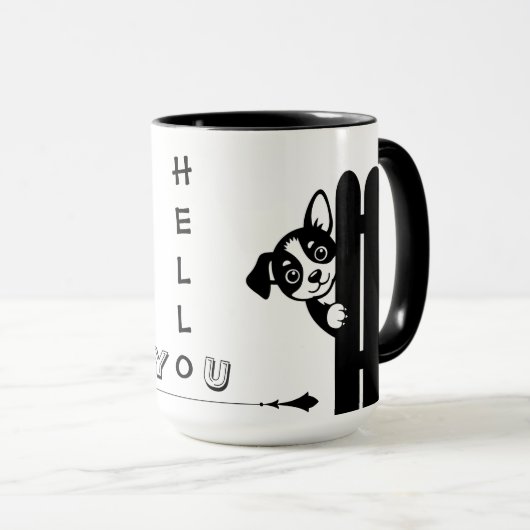 Peekaboo Puppy Funny Mug マグカップ (正面右)