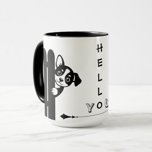 Peekaboo Puppy Funny Mug マグカップ (正面左)