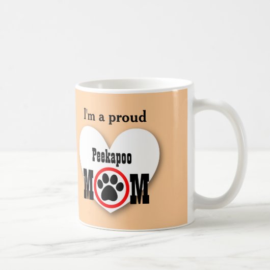 PEEKAPOOのお母さん犬の恋人の足のプリントのギフトB11 コーヒーマグカップ (右)
