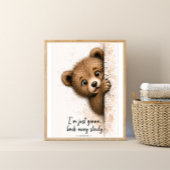 Peeking Bear Wall Art Funny Bathroom Cub Print ポスター