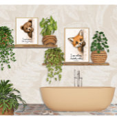 Peeking Bear Wall Art Funny Bathroom Cub Print ポスター