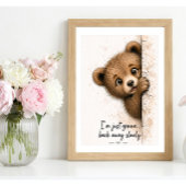 Peeking Bear Wall Art Funny Bathroom Cub Print ポスター