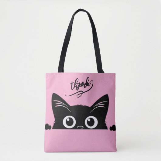 Peeking Black Cat トートバッグ (正面)