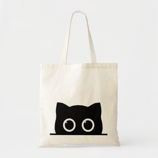 Peeking Black Cat トートバッグ (正面)