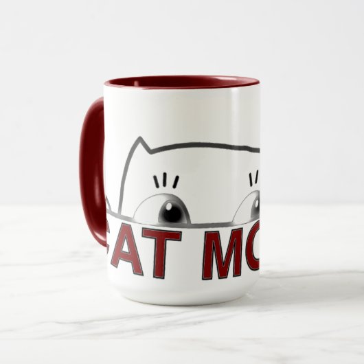 Peeking Black Cat Mom Minimalist Coffee マグカップ (正面左)