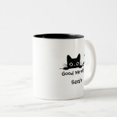 Peeking Black Cat Mug – Custom Text Coffee Cup ツートーンマグカップ (正面右)