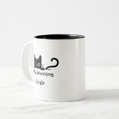 Peeking Black Cat Mug – Custom Text Coffee Cup ツートーンマグカップ (正面左)