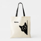 Peeking Black Cat Personalized Gift for Cat Lovers トートバッグ (裏面)
