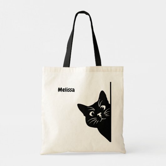 Peeking Black Cat Personalized Gift for Cat Lovers トートバッグ (裏面)