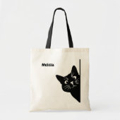 Peeking Black Cat Personalized Gift for Cat Lovers トートバッグ (正面)