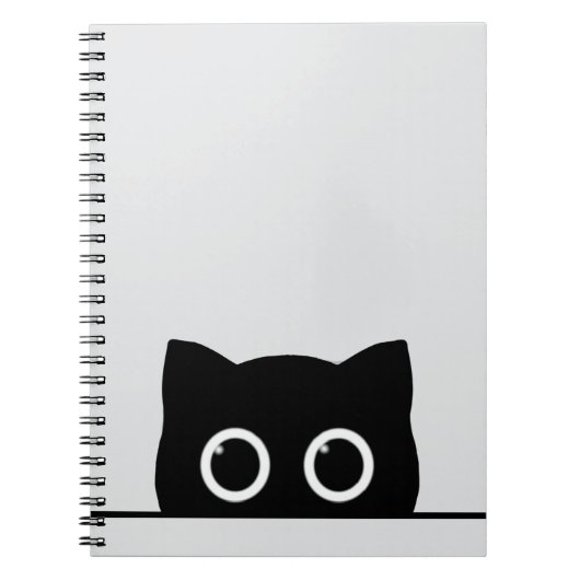 Peeking Black Cat Spiral Photo Notebook ノートブック (正面)