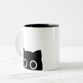 Peeking Black Cat Two-tone Mug ツートーンマグカップ (正面左)