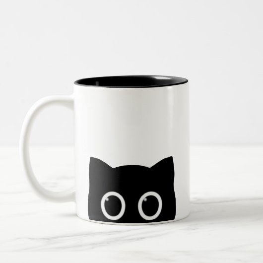 Peeking Black Cat Two-tone Mug ツートーンマグカップ (左)