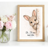 Peeking Bunny Wall Art Funny Bathroom Rabbit Print ポスター