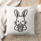 Peeking Bunny with Coffee Cup クッション (ブランケット)
