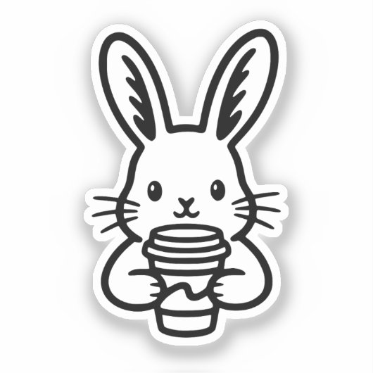 Peeking Bunny with Coffee Cup シール (正面)