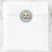 Peeking French Bulldog Cute Sticker ラウンドシール (バッグ)