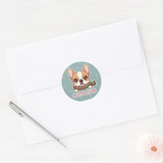 Peeking French Bulldog Cute Sticker ラウンドシール (封筒)