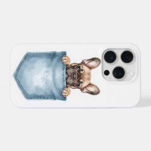 Peeking French Bulldog Pocket Phone Case iPhoneケース (裏面横)
