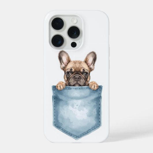 Peeking French Bulldog Pocket Phone Case iPhoneケース (裏面)