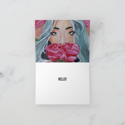 Peeking From女性バラ カード (内部)