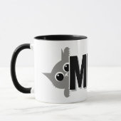 Peeking Gray Cat Meow Design Coffee Mug マグカップ (左)