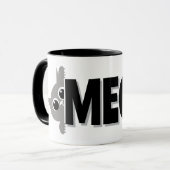 Peeking Gray Cat Meow Design Coffee Mug マグカップ (正面左)