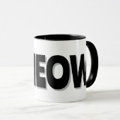 Peeking Gray Cat Meow Design Coffee Mug マグカップ (正面右)