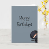 Peeking Ninja on Grey Birthday カード (黄色い花)