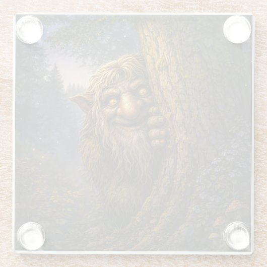 Peeking Norwegian Troll, Glass Coaster ガラスコースター (裏面)