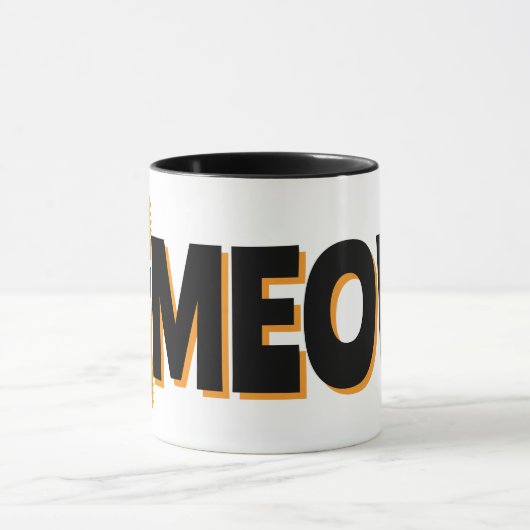 Peeking Orange Cat Meow Design Coffee Mug マグカップ (中央)