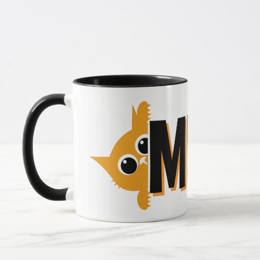 Peeking Orange Cat Meow Design Coffee Mug マグカップ (左)