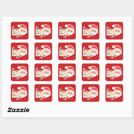 Peeking Santa Christmas Gift Sticker スクエアシール (シート)