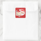 Peeking Santa Christmas Gift Sticker スクエアシール (バッグ)