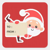Peeking Santa Christmas Gift Sticker スクエアシール (正面)