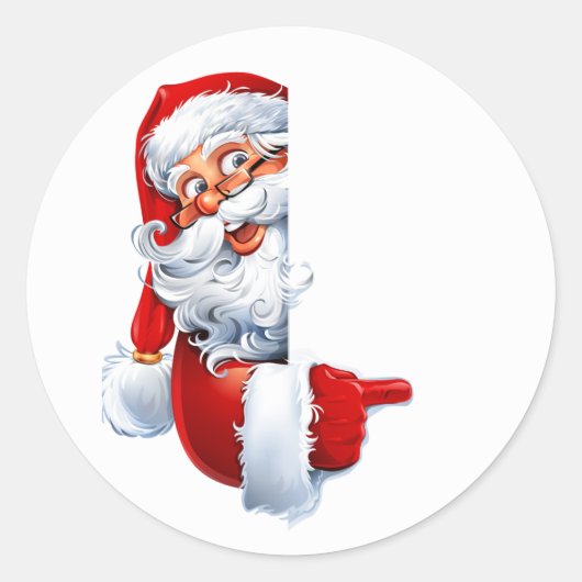 Peeking Santa – Festive Christmas Clipart for Card ラウンドシール (正面)