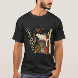 Peeking Ukiyo-e geisha - Konnichiwa! Tシャツ